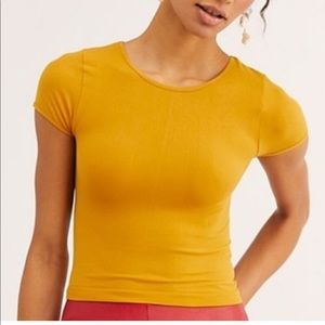 NWOT Free People Cap Sleeve Seamless Crop Canary